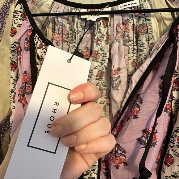 NWT Rhode Purple Floral Long Sleeve Mini Dress XS - Picture 10 of 14